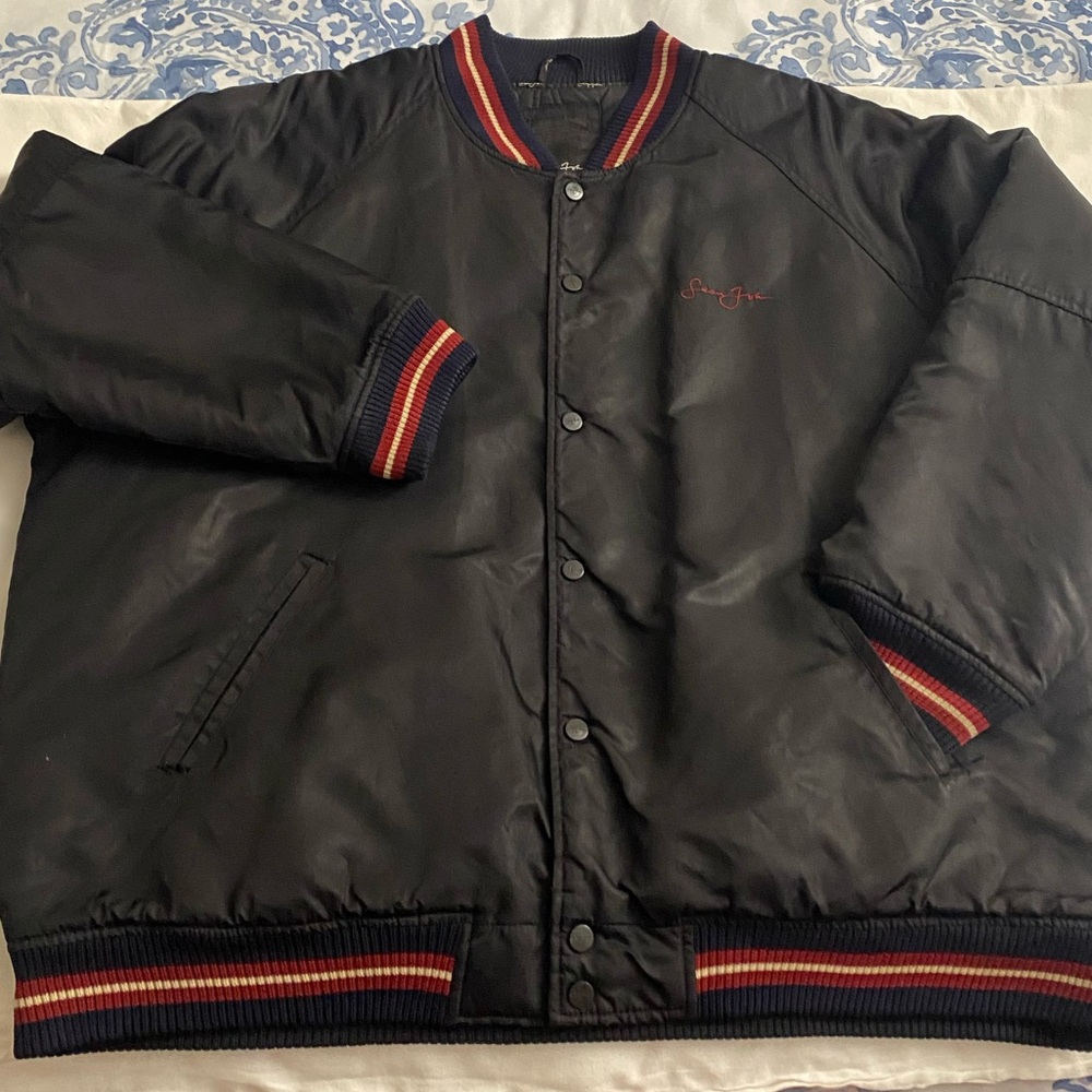 Vintage Sean John Men’s Spell Out Logo Bomber Jacket In Black Size XL. - Picture 4 of 6
